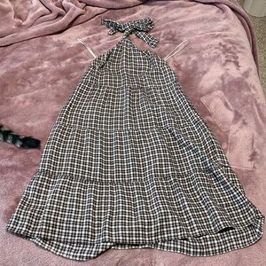 Checkered Abercrombie high-neck mini dress